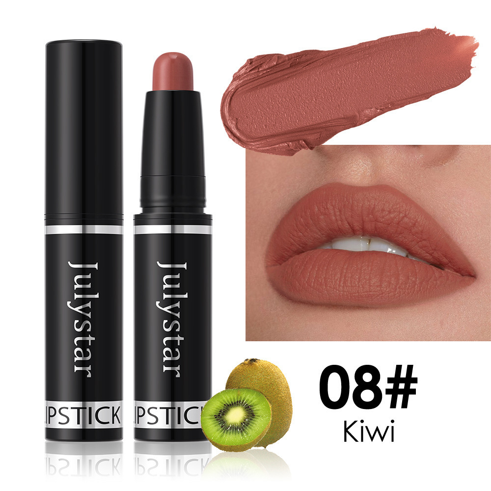 Julystar cross-border wholesale matte makeup lipstick pen hot sale rotating velvet long-lasting non-stick cup lipstick