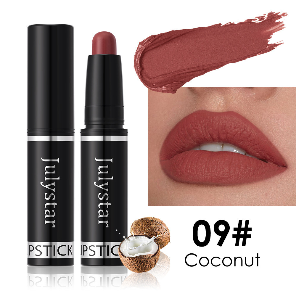 Julystar cross-border wholesale matte makeup lipstick pen hot sale rotating velvet long-lasting non-stick cup lipstick