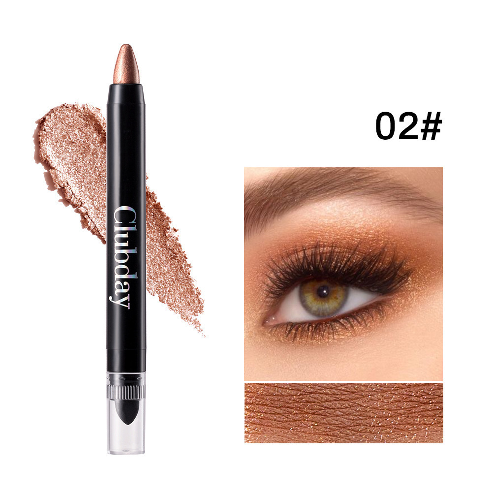 Clubday cross-border double-headed pearlescent eyeshadow stick long-lasting waterproof lazy eye makeup brightening highlight eye shadow pen