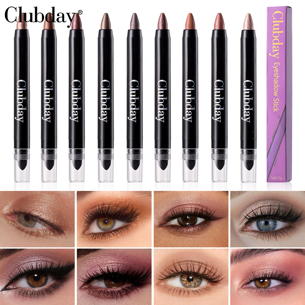 Clubday cross-border double-headed pearlescent eyeshadow stick long-lasting waterproof lazy eye makeup brightening highlight eye shadow pen