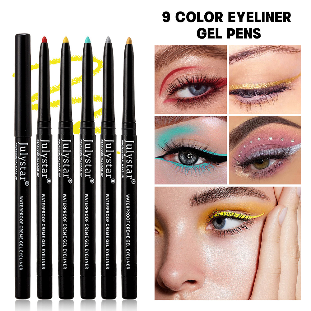 Julystar long-lasting waterproof non-smudge colorful eyeliner gel pen foreign trade special for eye easy-to-apply color makeup wholesale