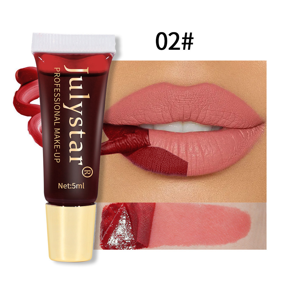 Julystar tear-off lip glaze matte matte finish with base color lip stain tear-off lipstick cross-border hot sale Amazon