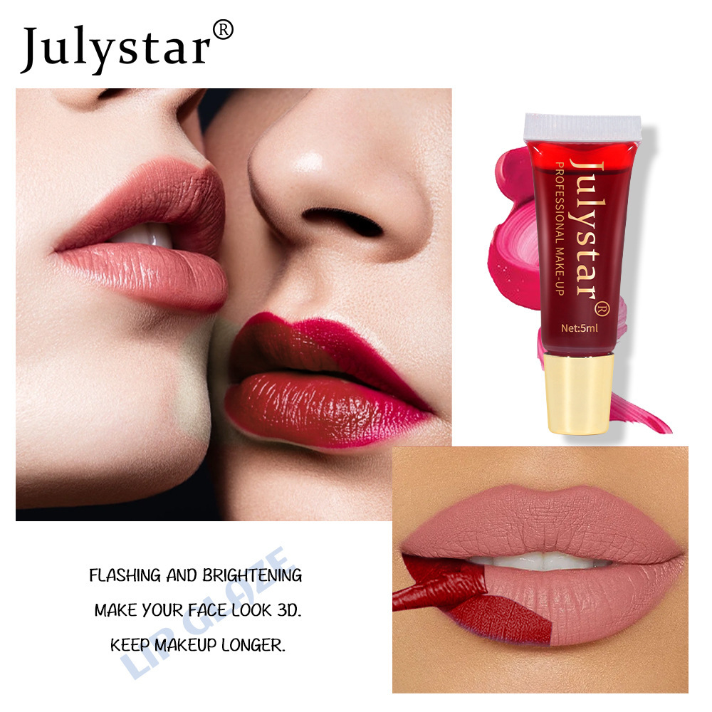 Julystar tear-off lip glaze matte matte finish with base color lip stain tear-off lipstick cross-border hot sale Amazon