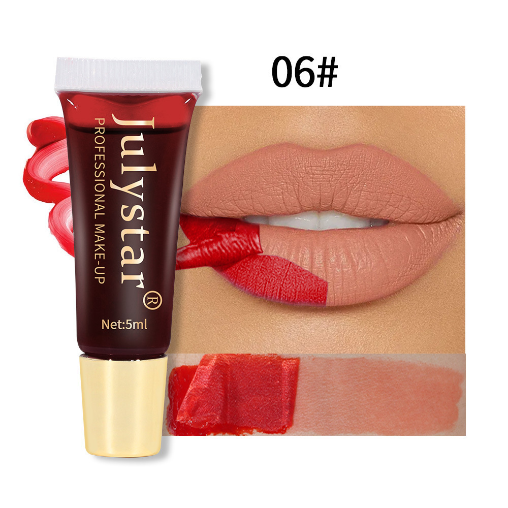 Julystar tear-off lip glaze matte matte finish with base color lip stain tear-off lipstick cross-border hot sale Amazon