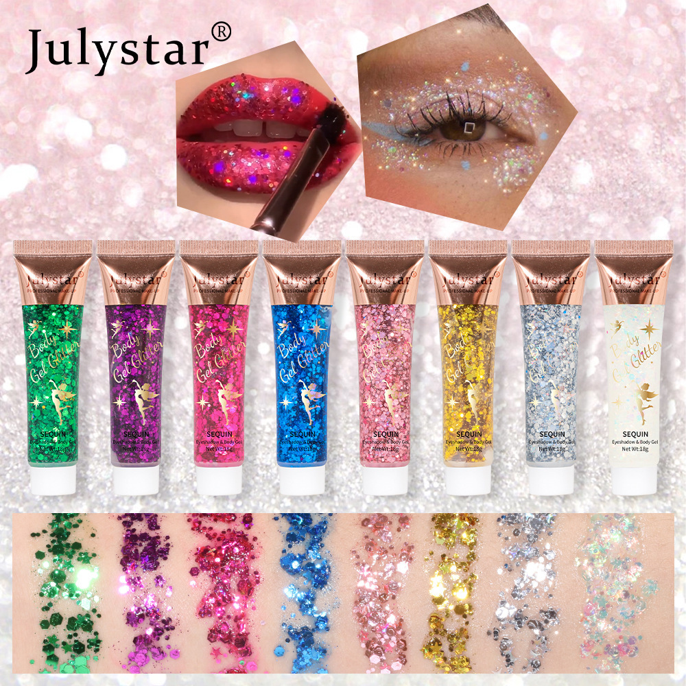 Cross-border makeup mermaid scale gel glitter eyeshadow face and lip colorful body polarized stage glitter eyeshadow