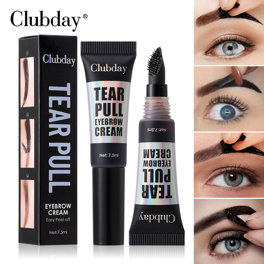 Clubday long-lasting waterproof non-smudge tear-off eyebrow glue with large brush head, natural and easy to color, setting liquid eyebrow dye