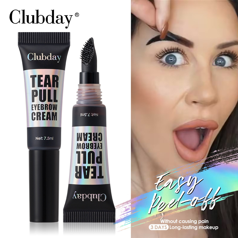 Clubday long-lasting waterproof non-smudge tear-off eyebrow glue with large brush head, natural and easy to color, setting liquid eyebrow dye