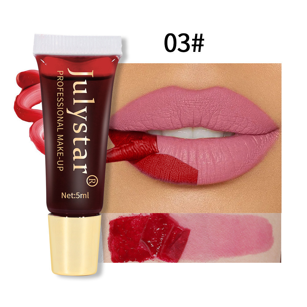 Julystar tear-off lip glaze matte matte finish with base color lip stain tear-off lipstick cross-border hot sale Amazon