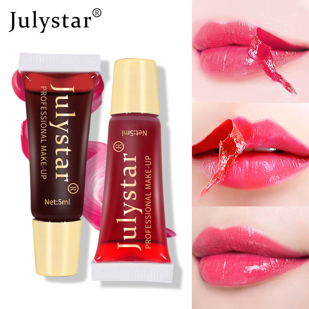 Julystar tear-off lip glaze matte matte finish with base color lip stain tear-off lipstick cross-border hot sale Amazon