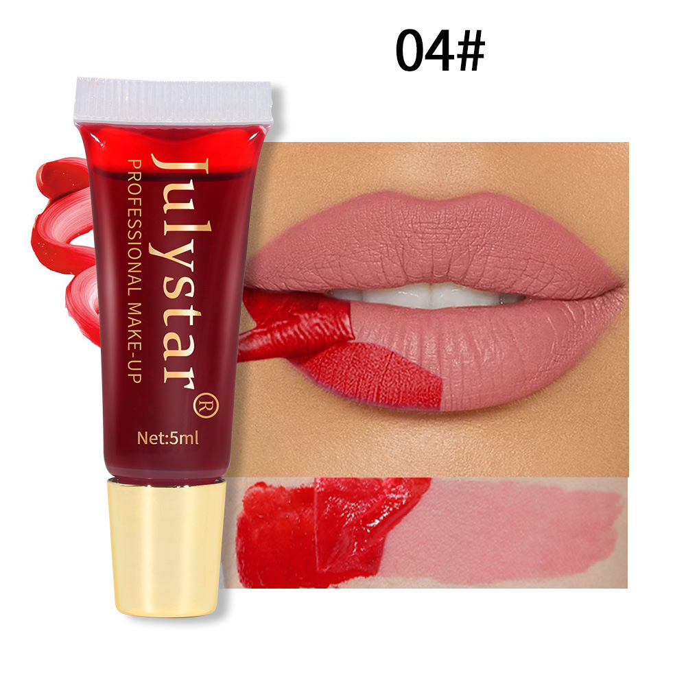 Julystar tear-off lip glaze matte matte finish with base color lip stain tear-off lipstick cross-border hot sale Amazon