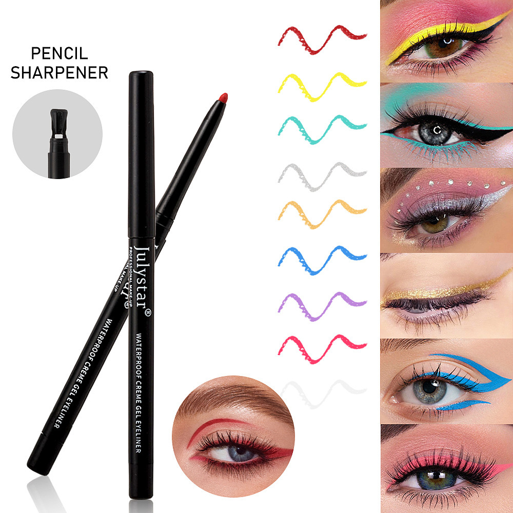 Julystar long-lasting waterproof non-smudge colorful eyeliner gel pen foreign trade special for eye easy-to-apply color makeup wholesale
