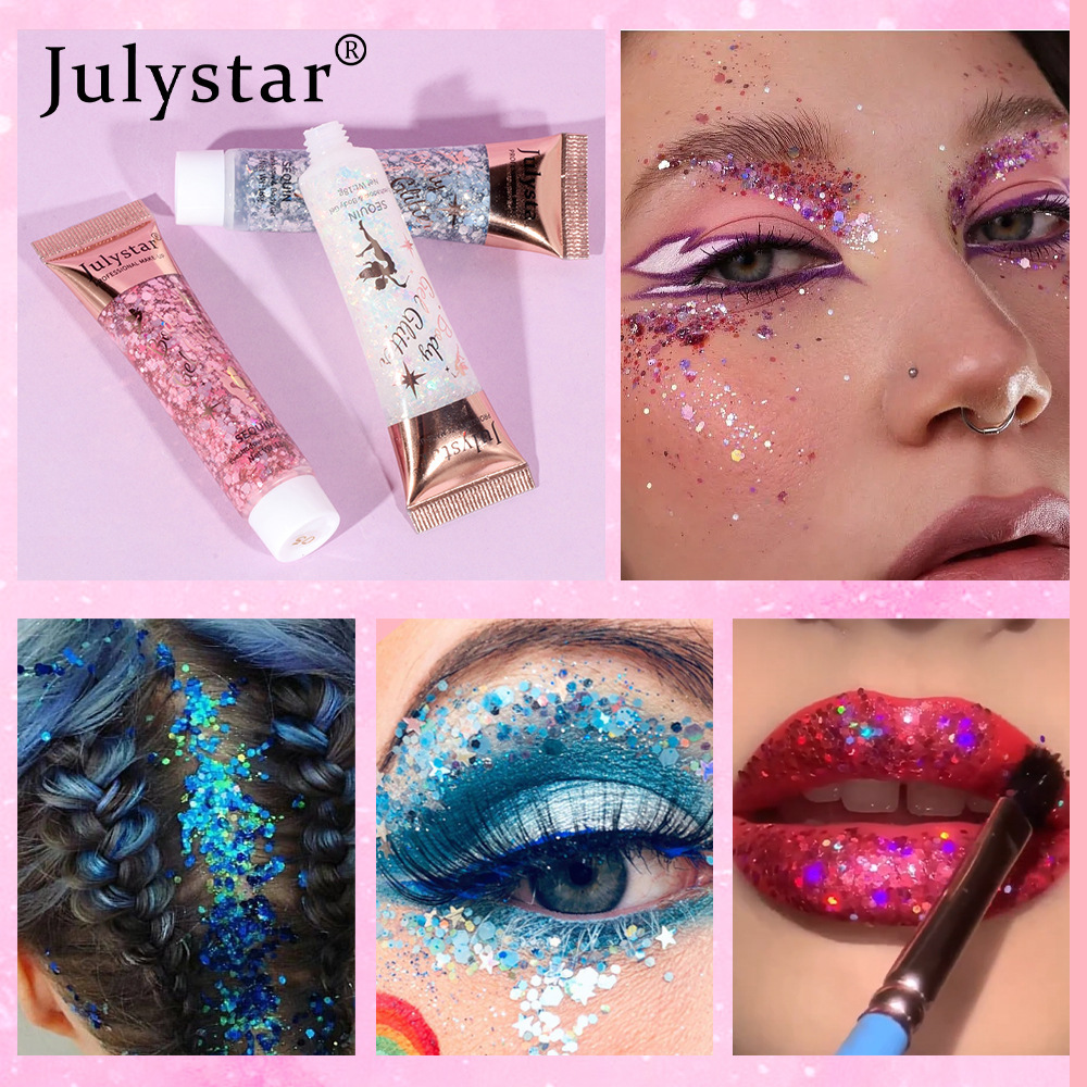Cross-border makeup mermaid scale gel glitter eyeshadow face and lip colorful body polarized stage glitter eyeshadow