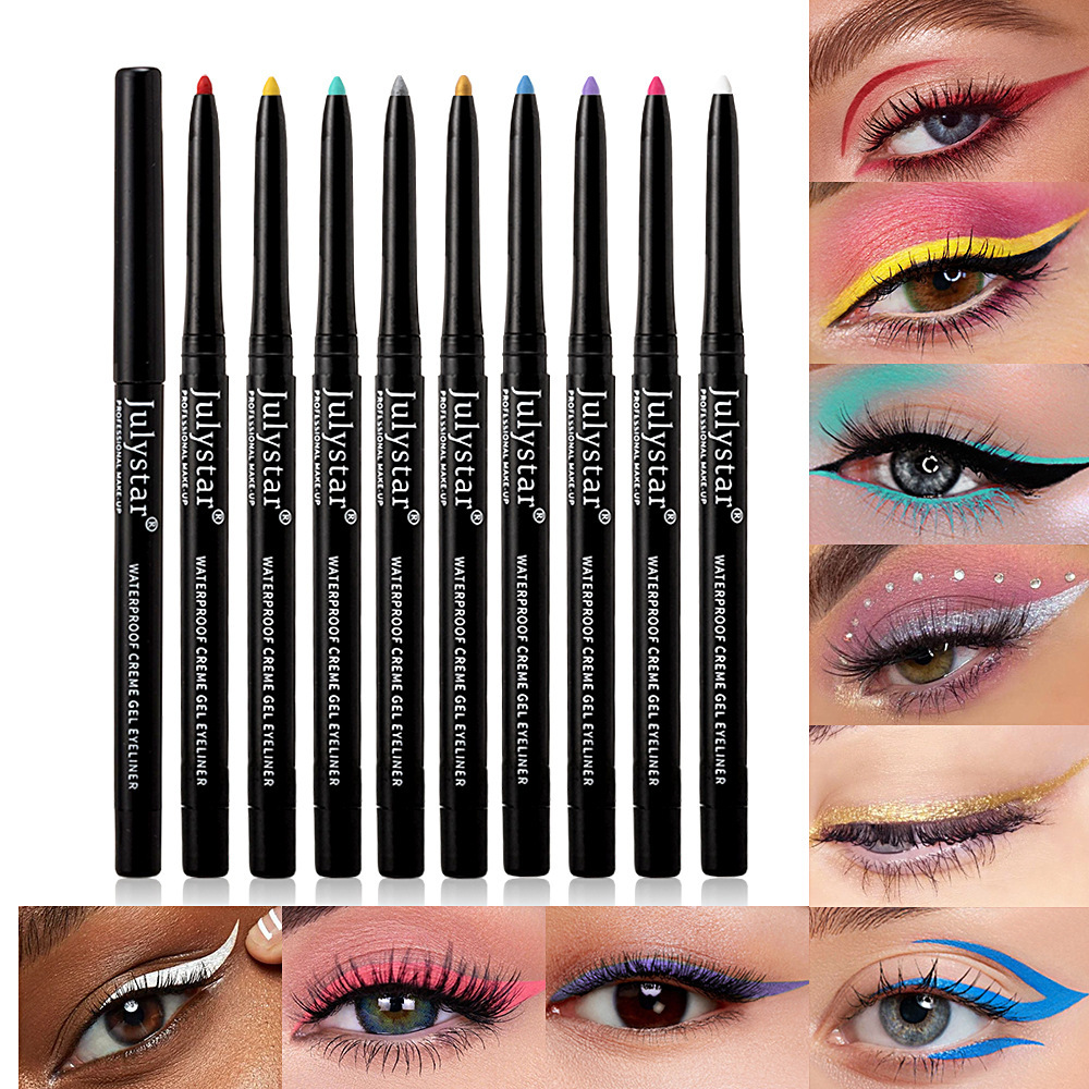 Julystar long-lasting waterproof non-smudge colorful eyeliner gel pen foreign trade special for eye easy-to-apply color makeup wholesale