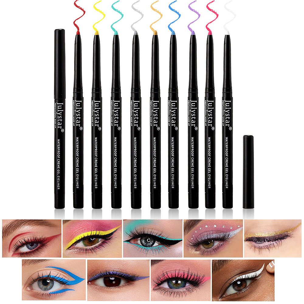 Julystar long-lasting waterproof non-smudge colorful eyeliner gel pen foreign trade special for eye easy-to-apply color makeup wholesale