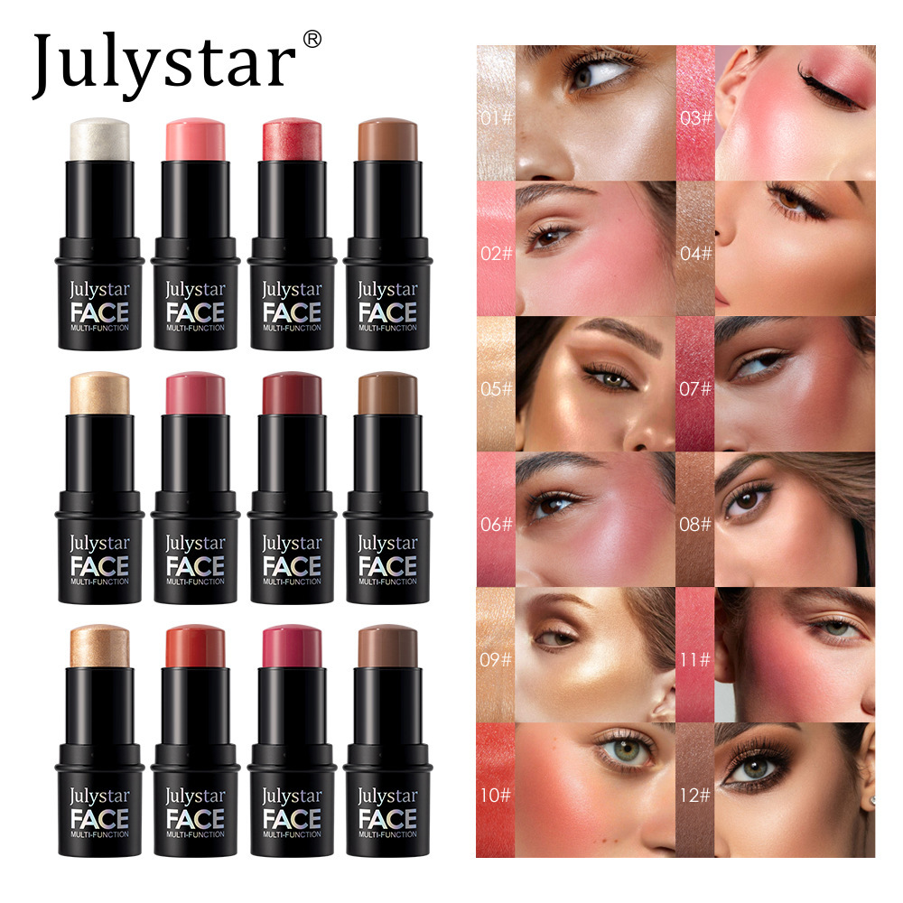 Julystar multifunctional contour stick facial contour cross-border three-dimensional brightening highlight shadow stick blush cream makeup