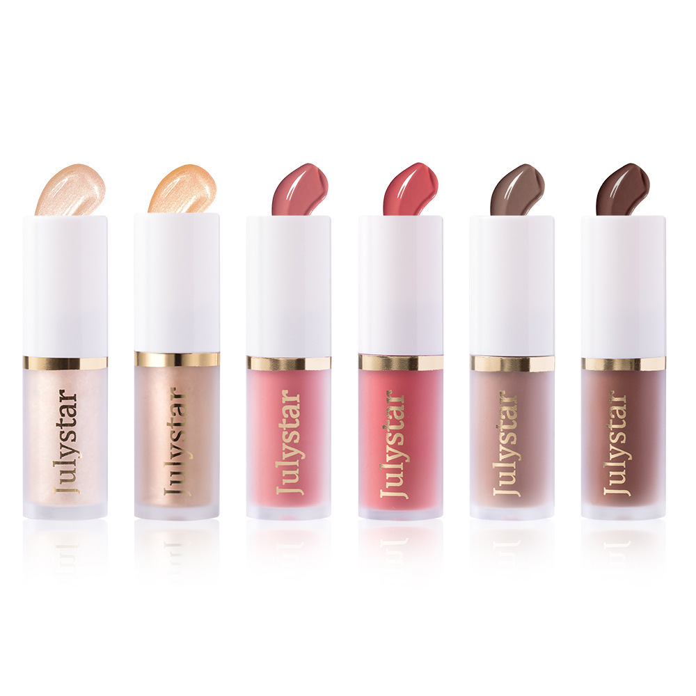 Julystar facial rouge blush liquid lasting pearlescent lip brightening natural highlight repair liquid set wholesale