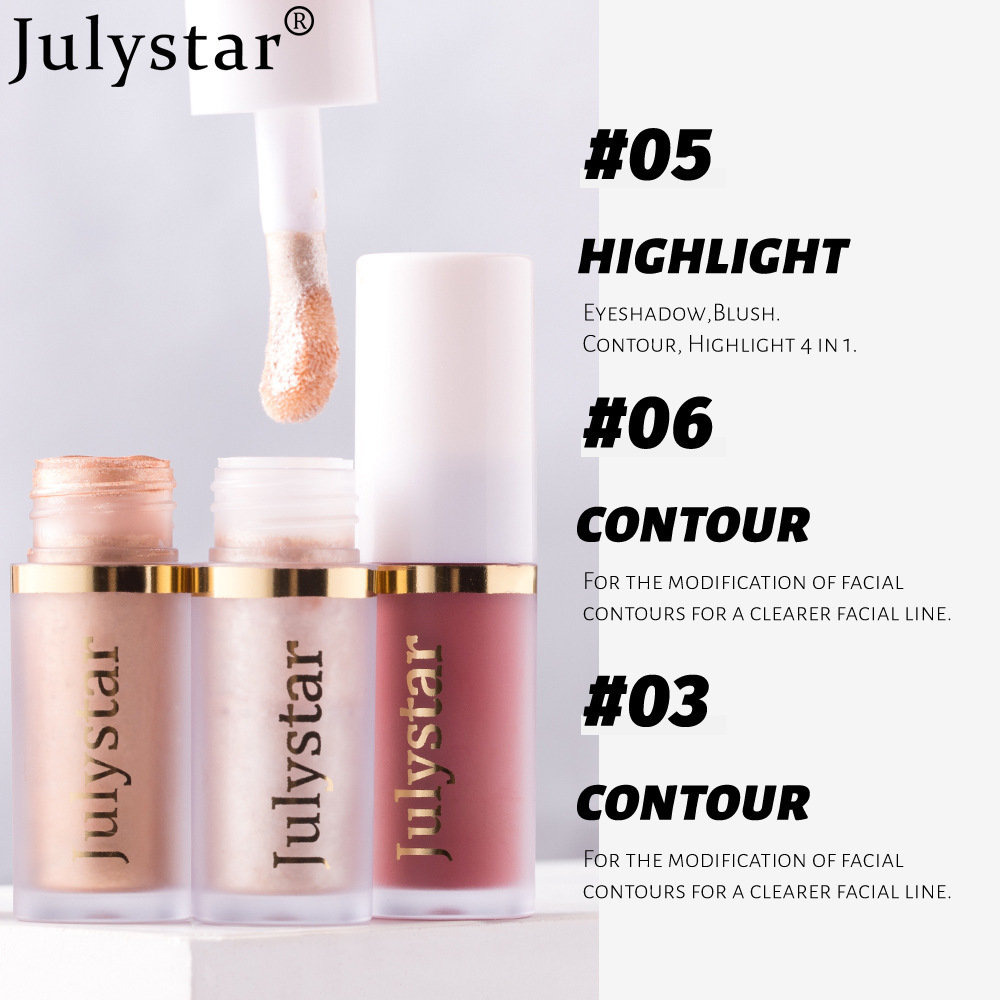 Julystar facial rouge blush liquid lasting pearlescent lip brightening natural highlight repair liquid set wholesale