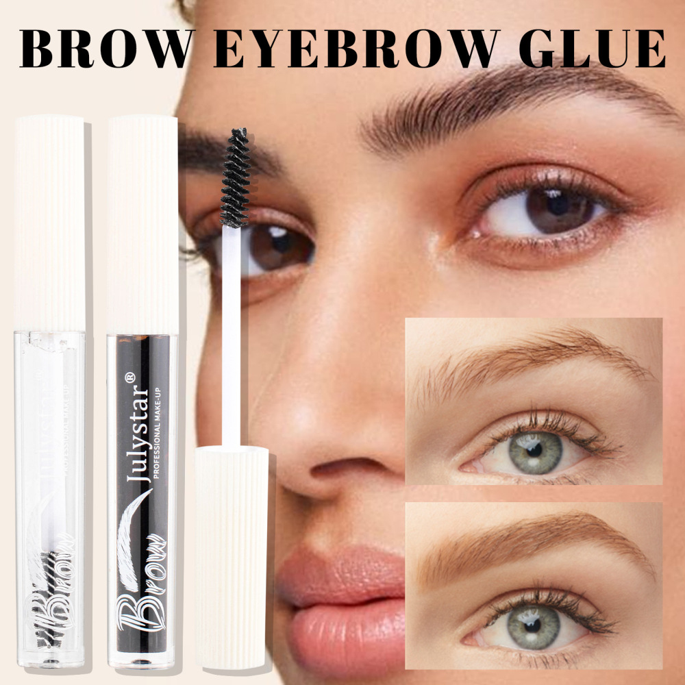 Julystar eyebrow shaping liquid is waterproof and does not smudge. It sets the eyebrow shape for a long-lasting waterproof and natural three-dimensional liquid quick-drying eyebrow glue.