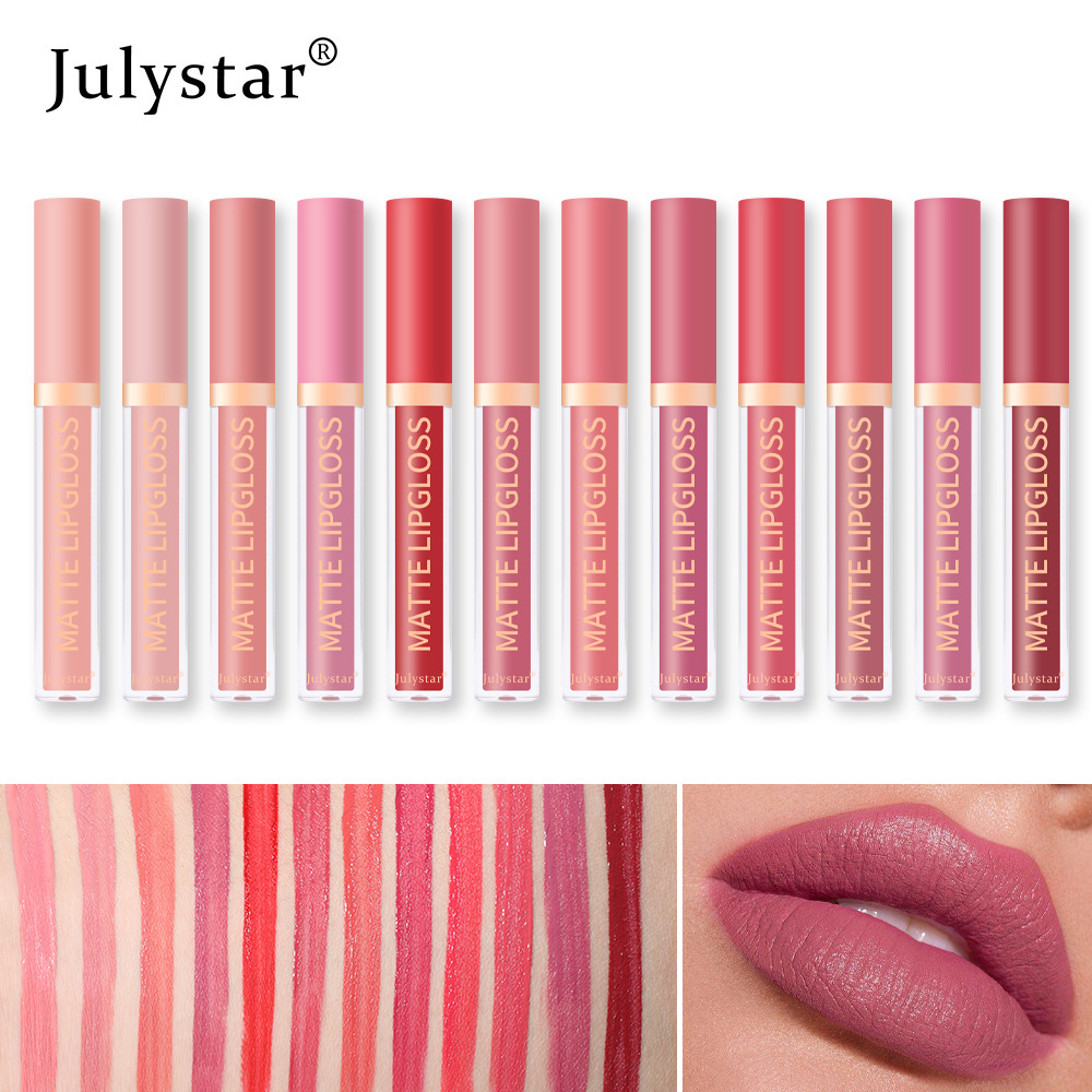 Cross-border e-commerce matte lip glaze matte lipstick does not stick to cups and does not fade lip gloss genuine cosmetics wholesale hot supply