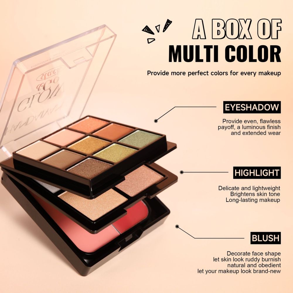 Cross-border eye shadow, blush and highlight three-in-one HANDAIYAN eye shadow palette three-layer comprehensive palette highlight blush palette