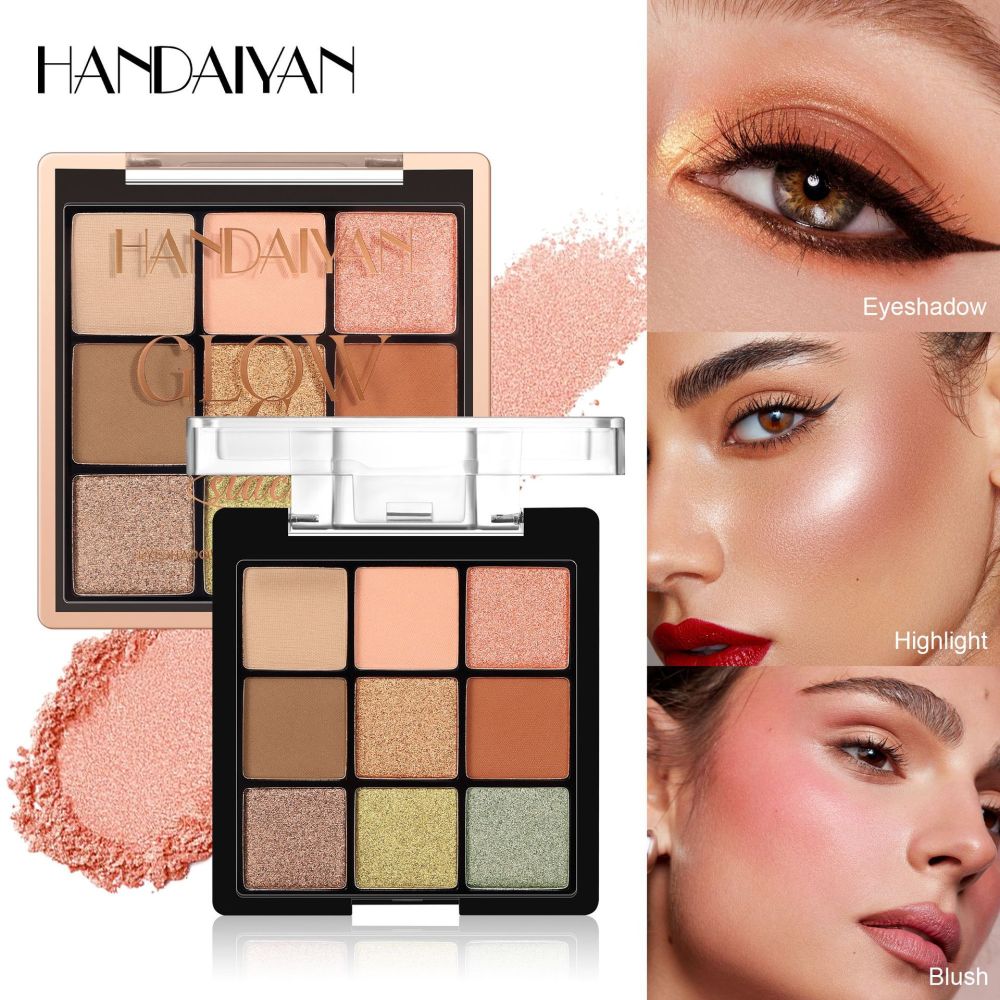Cross-border eye shadow, blush and highlight three-in-one HANDAIYAN eye shadow palette three-layer comprehensive palette highlight blush palette