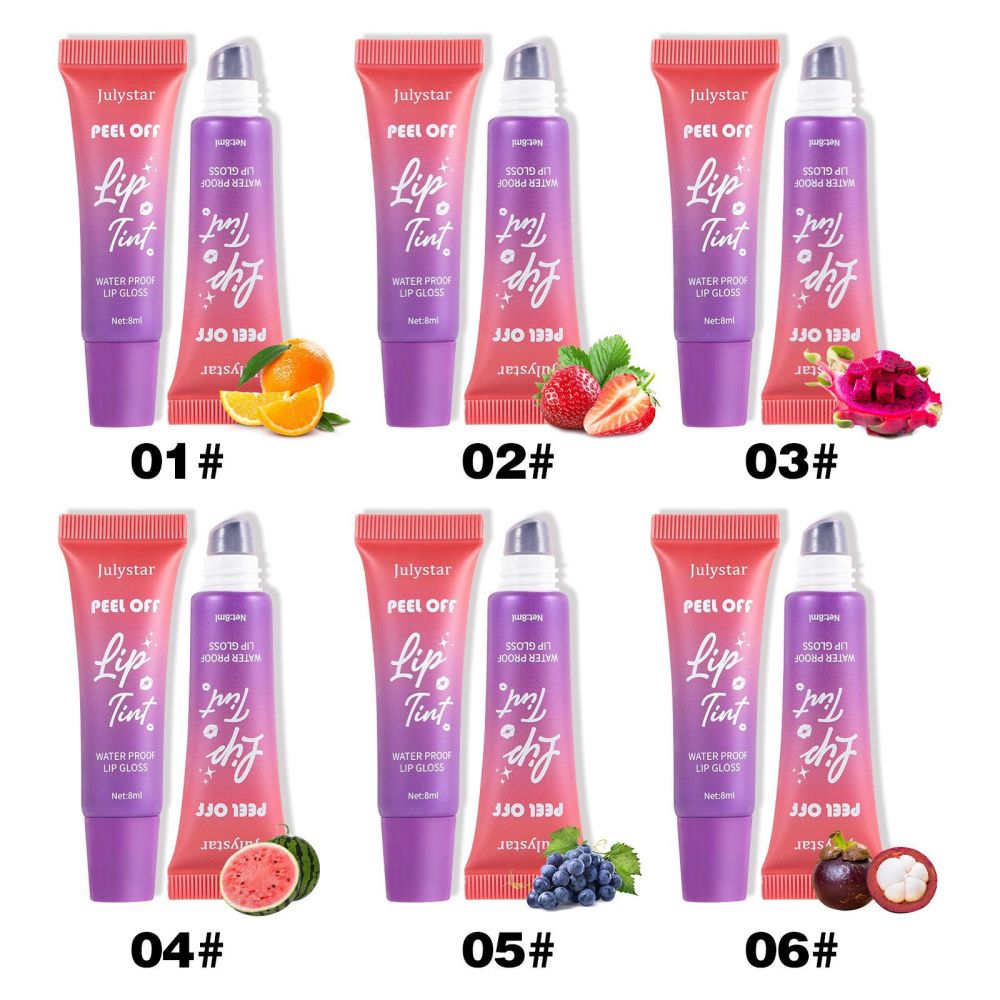 Julystar fruity lip makeup tear-off lip glaze matte matte base color waterproof tear-off lipstick wholesale