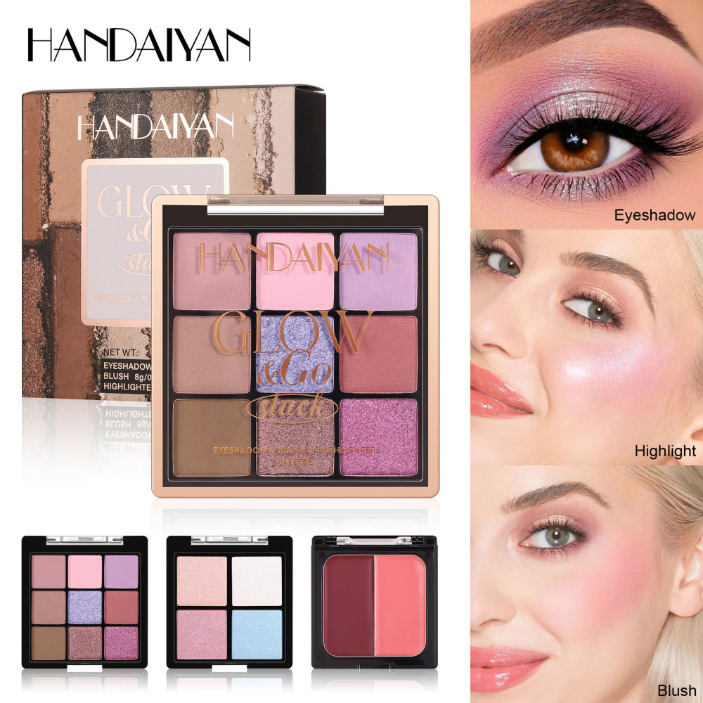 Cross-border eye shadow, blush and highlight three-in-one HANDAIYAN eye shadow palette three-layer comprehensive palette highlight blush palette