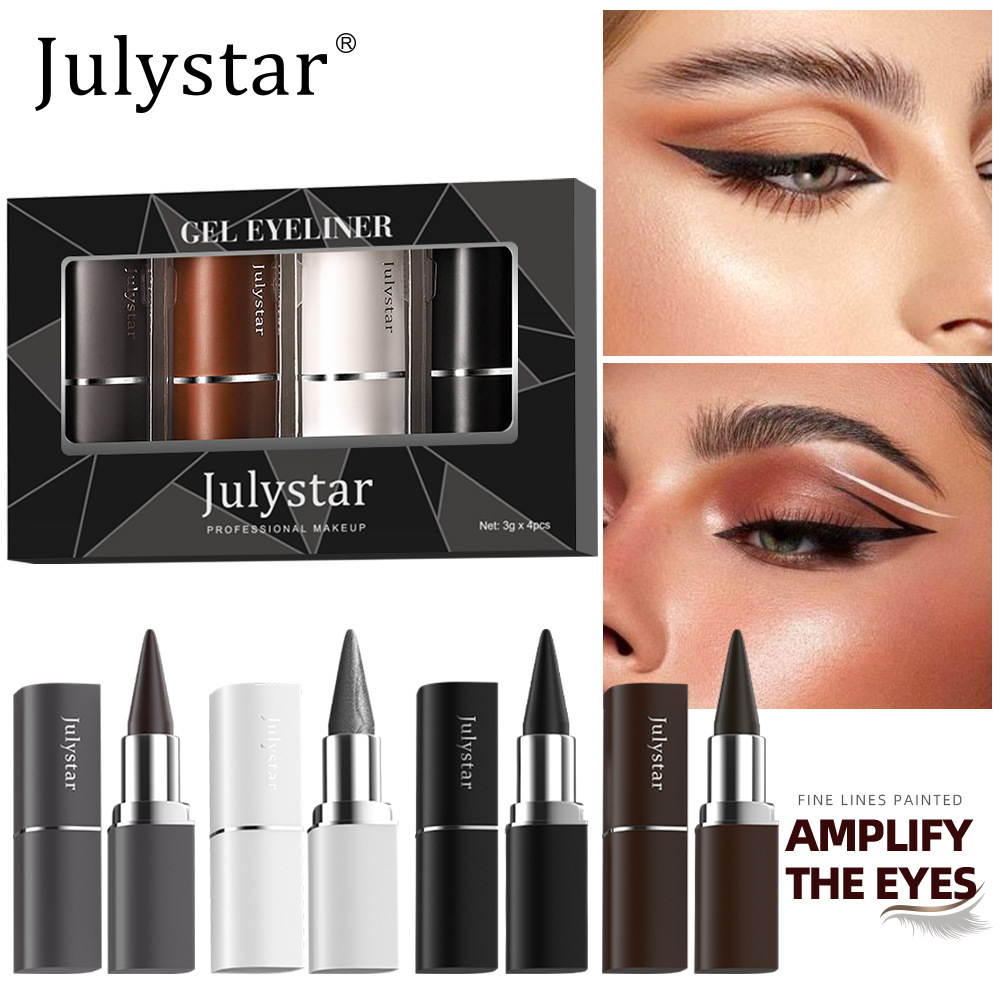 Cross-border hot-selling 4-color eyeliner set cool black natural long-lasting waterproof quick-drying matte eyeliner Eyeliner