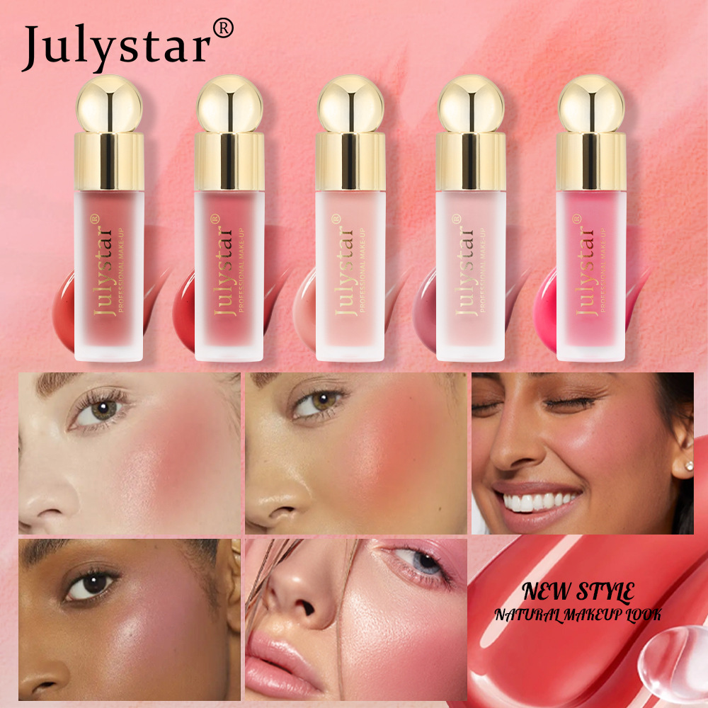 Cross-border beauty makeup single-color matte liquid blush natural long-lasting lip glaze sun-red pink eye shadow multifunctional blush liquid