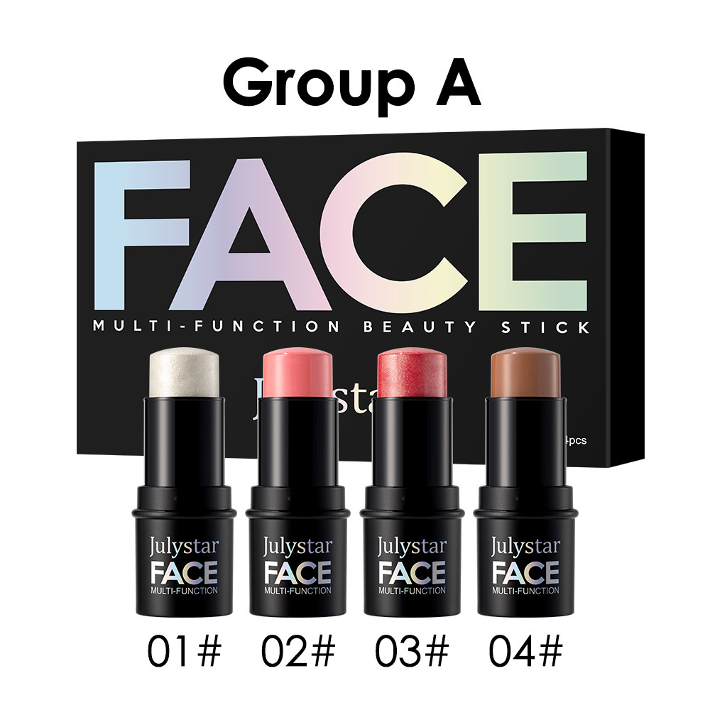 Popular multifunctional contour stick four-pack highlighter brightens the contour and modifies the natural matte blush stick for facial makeup