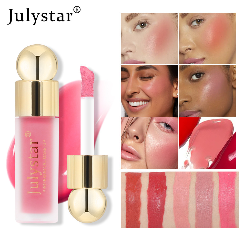 Cross-border beauty makeup single-color matte liquid blush natural long-lasting lip glaze sun-red pink eye shadow multifunctional blush liquid