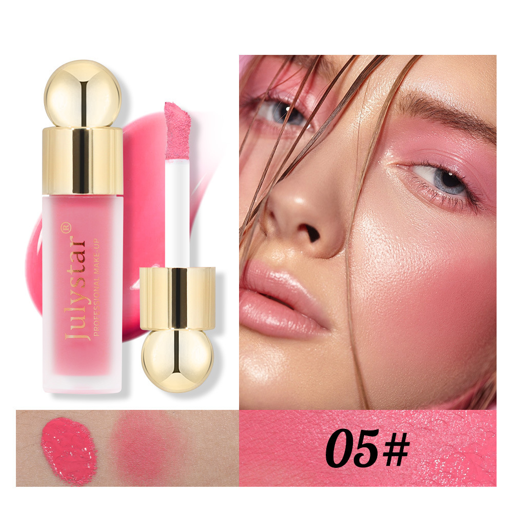 Cross-border beauty makeup single-color matte liquid blush natural long-lasting lip glaze sun-red pink eye shadow multifunctional blush liquid