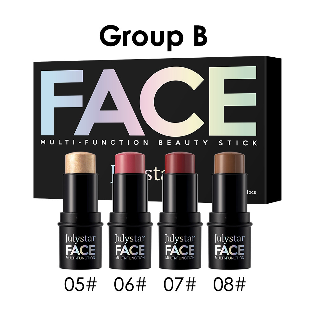 Popular multifunctional contour stick four-pack highlighter brightens the contour and modifies the natural matte blush stick for facial makeup