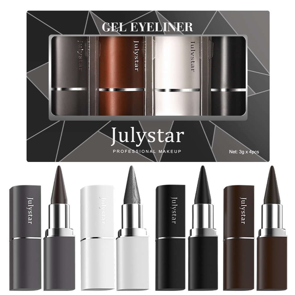 Cross-border hot-selling 4-color eyeliner set cool black natural long-lasting waterproof quick-drying matte eyeliner Eyeliner