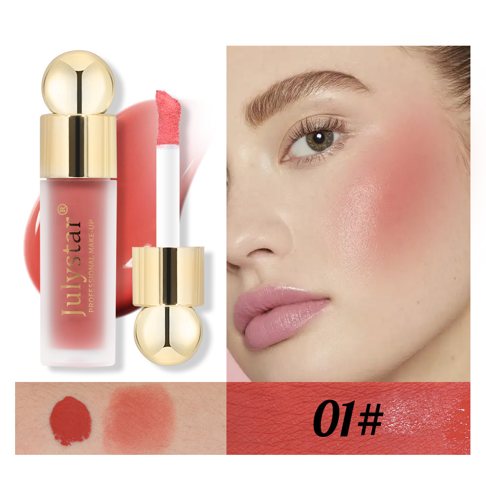 Cross-border beauty makeup single-color matte liquid blush natural long-lasting lip glaze sun-red pink eye shadow multifunctional blush liquid