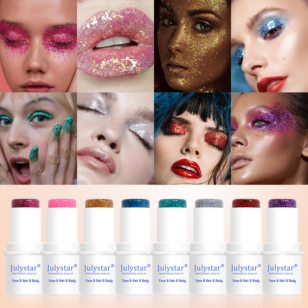 Cross-border makeup glitter eye shadow stick stage makeup face glitter popular eye shadow beauty makeup colorful body glitter stick