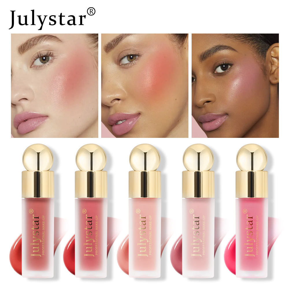 Cross-border beauty makeup single-color matte liquid blush natural long-lasting lip glaze sun-red pink eye shadow multifunctional blush liquid