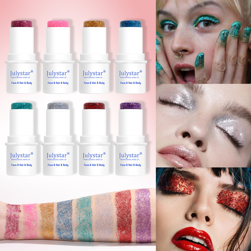Cross-border makeup glitter eye shadow stick stage makeup face glitter popular eye shadow beauty makeup colorful body glitter stick