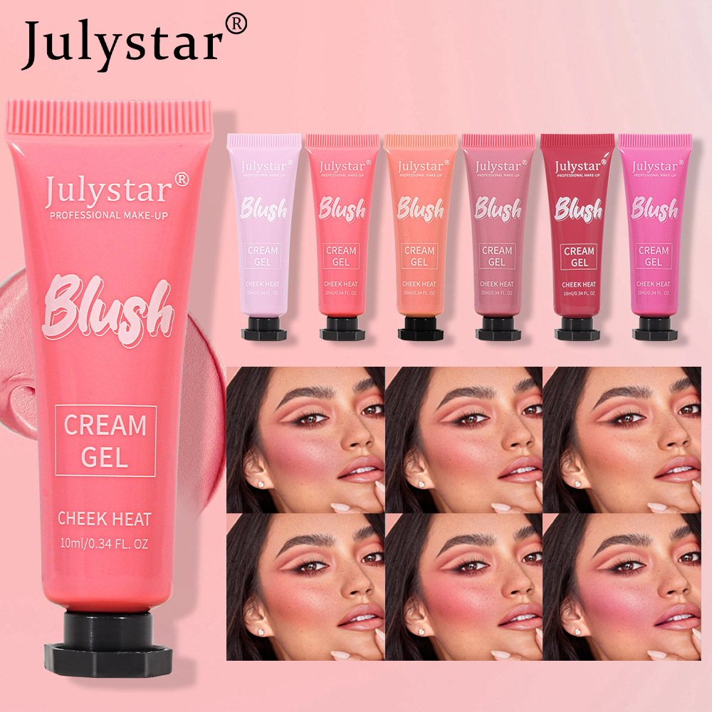 Cross-border beauty multi-color matte expansion color blush cream natural fine shimmer highlight repair face six color rouge blush wholesale