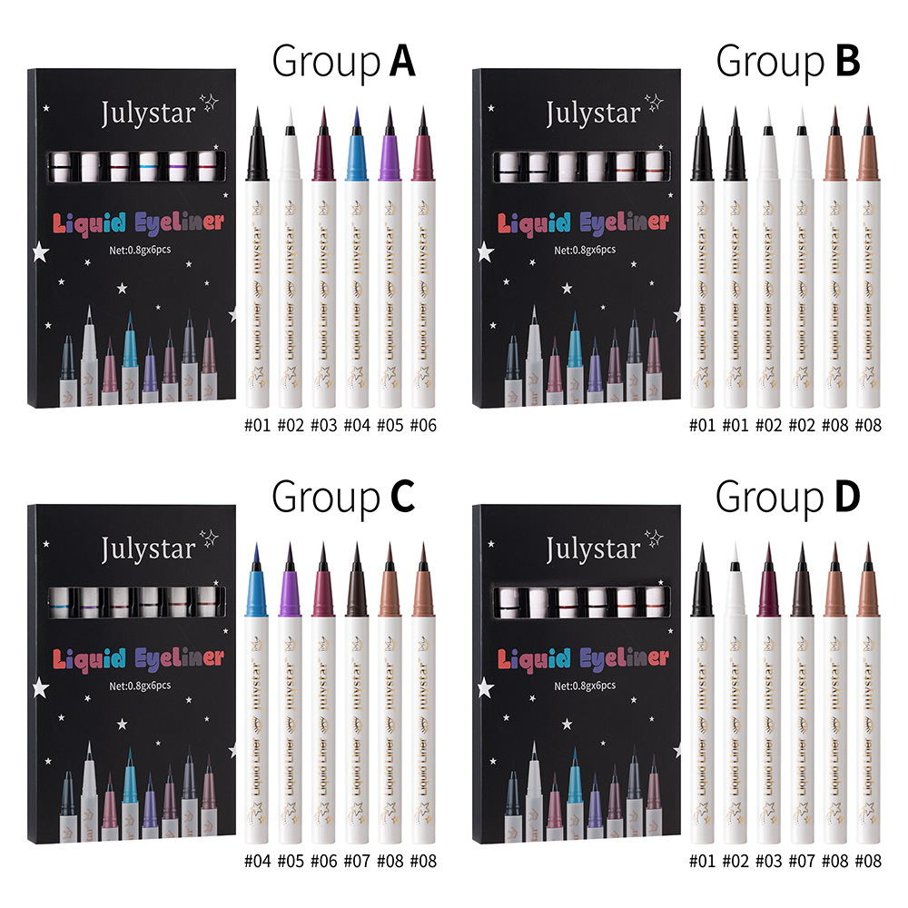 Julystar long-lasting waterproof eyeliner 6-piece set wholesale