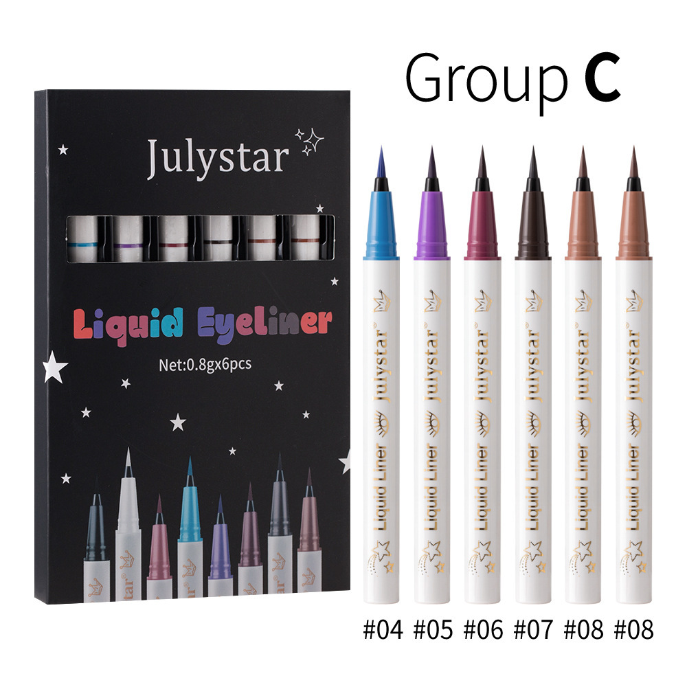Julystar long-lasting waterproof eyeliner 6-piece set wholesale