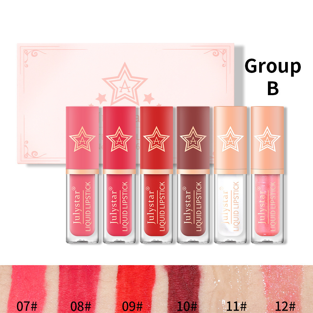 Cross-border makeup lip and cheek dual-use matte lip glaze set natural long-lasting non-fading non-stick matte lipstick wholesale