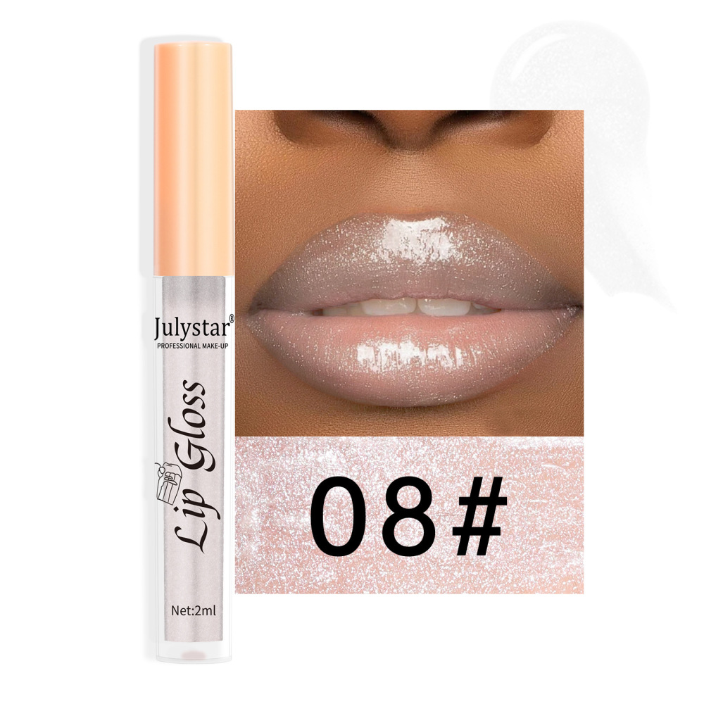Cross-border cosmetics lip 8-color pearlescent lip gloss European and American lip and cheek dual-use lipstick easy to color non-stick lip glaze hot sale
