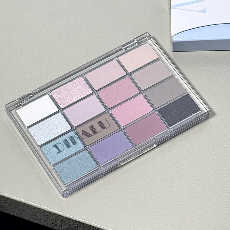 DIKALU Ice Blue Olive Skin's 16-Color Eyeshadow Palette New Color 13 Blue-Purple Nose Shadow Blush Earth Color