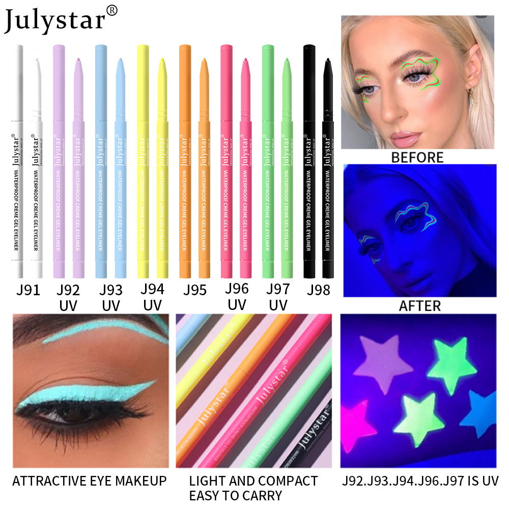 Julystar Color UV Fluorescent Eyeliner Gel Pencil Waterproof and Oil-proof Non-smudge Pearlescent Eyeliner Pencil Cross-border Beauty
