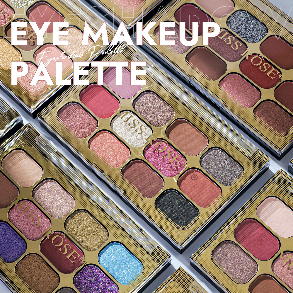 MISS ROSE cross-border 12-color eyeshadow palette non-smudge waterproof pearlescent matte personality internet celebrity makeup palette