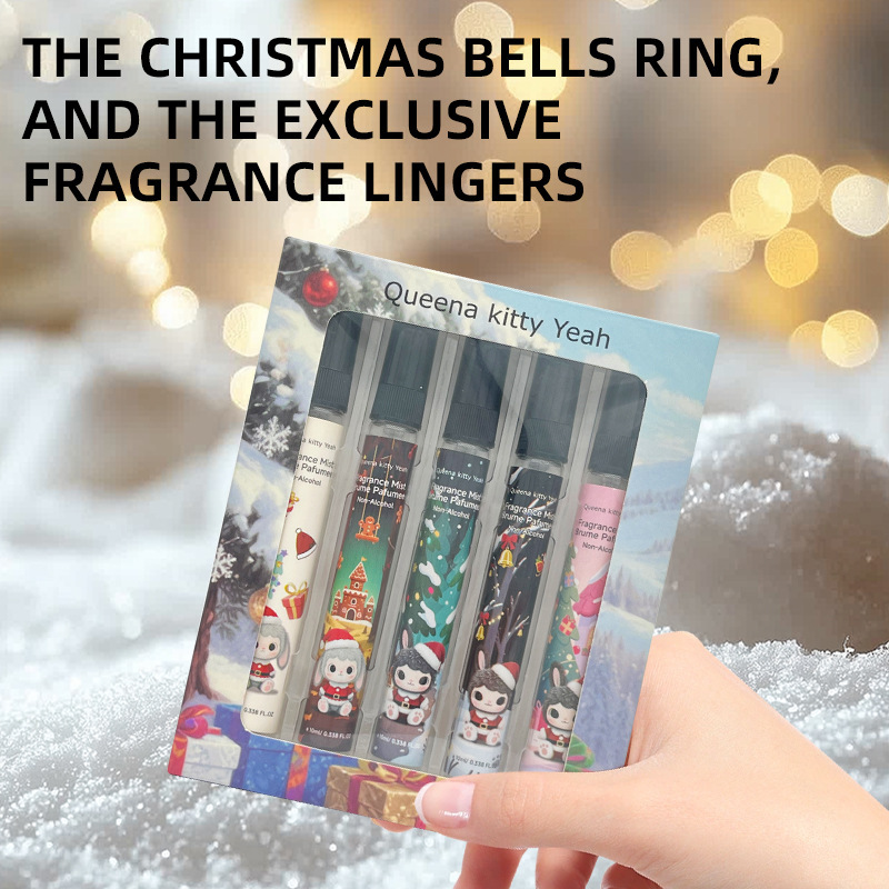 Alcohol-free 5-pack Christmas perfume gift box with complete qualifications for foreign trade fragrance spray Christmas limited edition