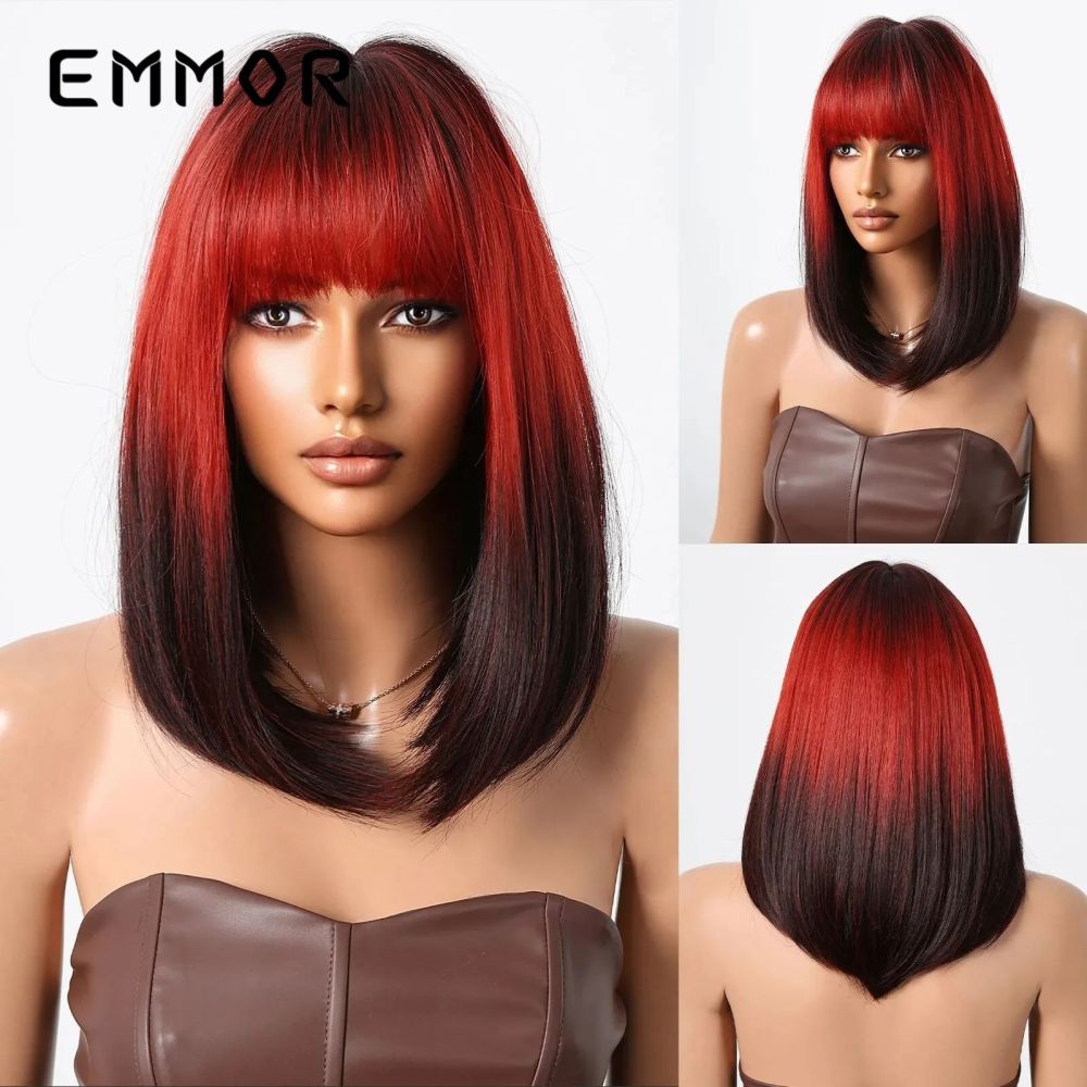 New European and American style bangs bob head women's wig summer light and breathable multi-color optional wig full head set