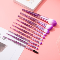 10pcs color dot makeup brushes blue purple