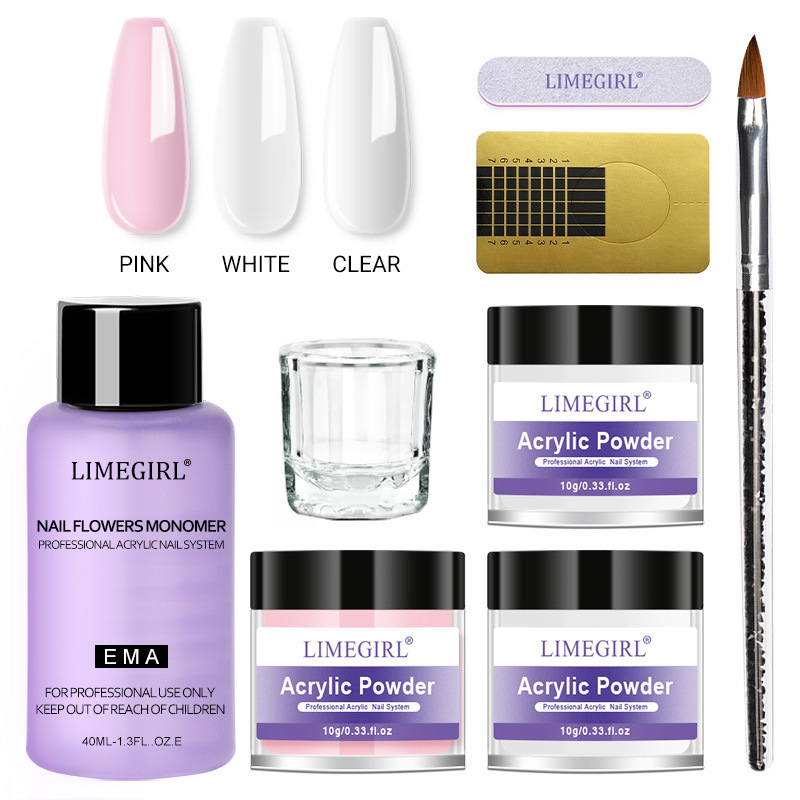 Manicure crystal powder set crystal nail extension three-dimensional shape carved powder brush paper holder handmade